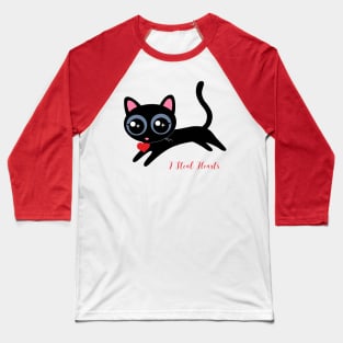 I Steal Hearts Cute Black Kitty Baseball T-Shirt